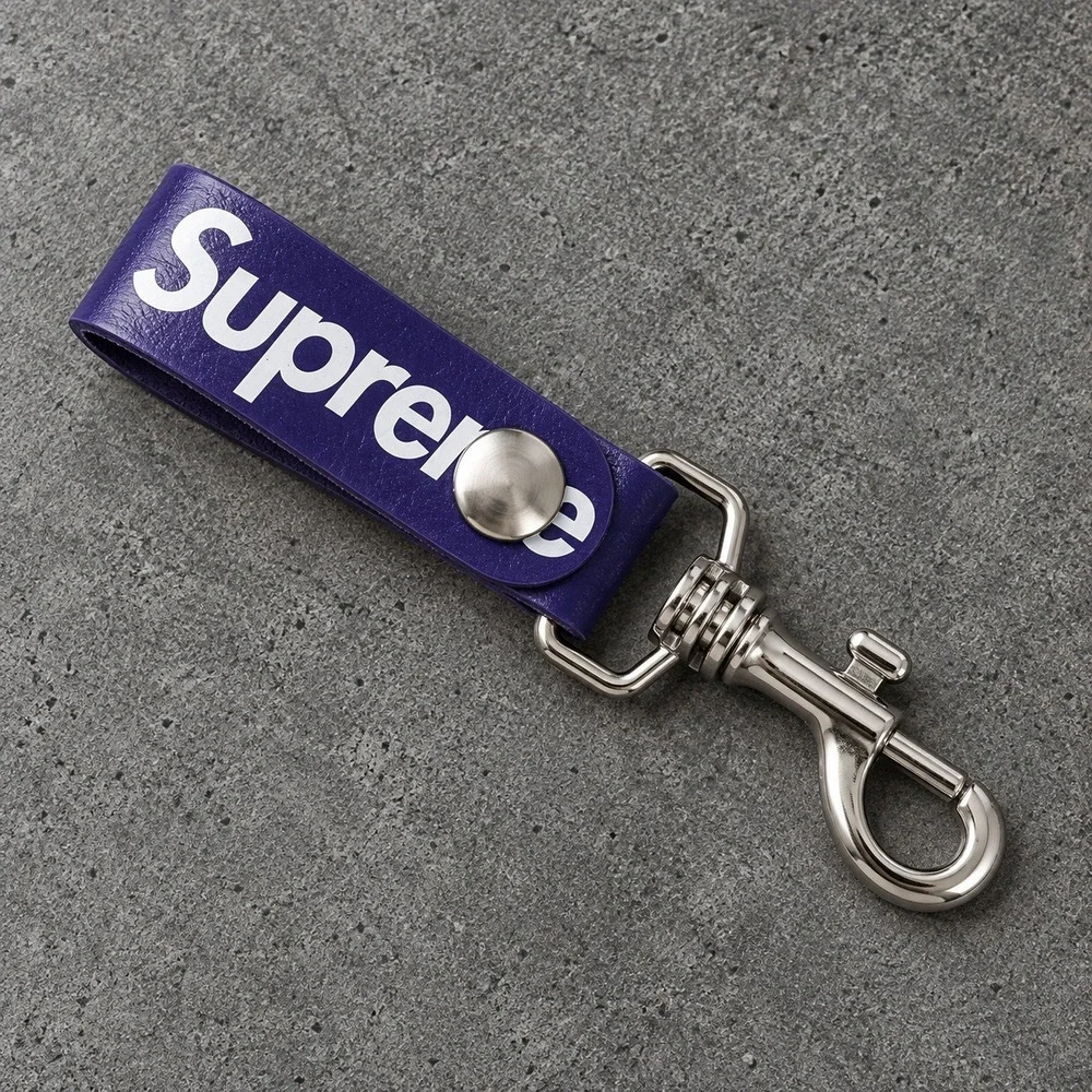 Supreme Leather Key Loop Purple Keychain Swivel Clip Box Logo Accessory OS EXCL